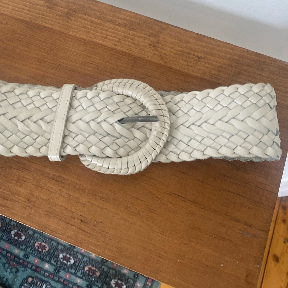 Vintage thick braided leather waist belt